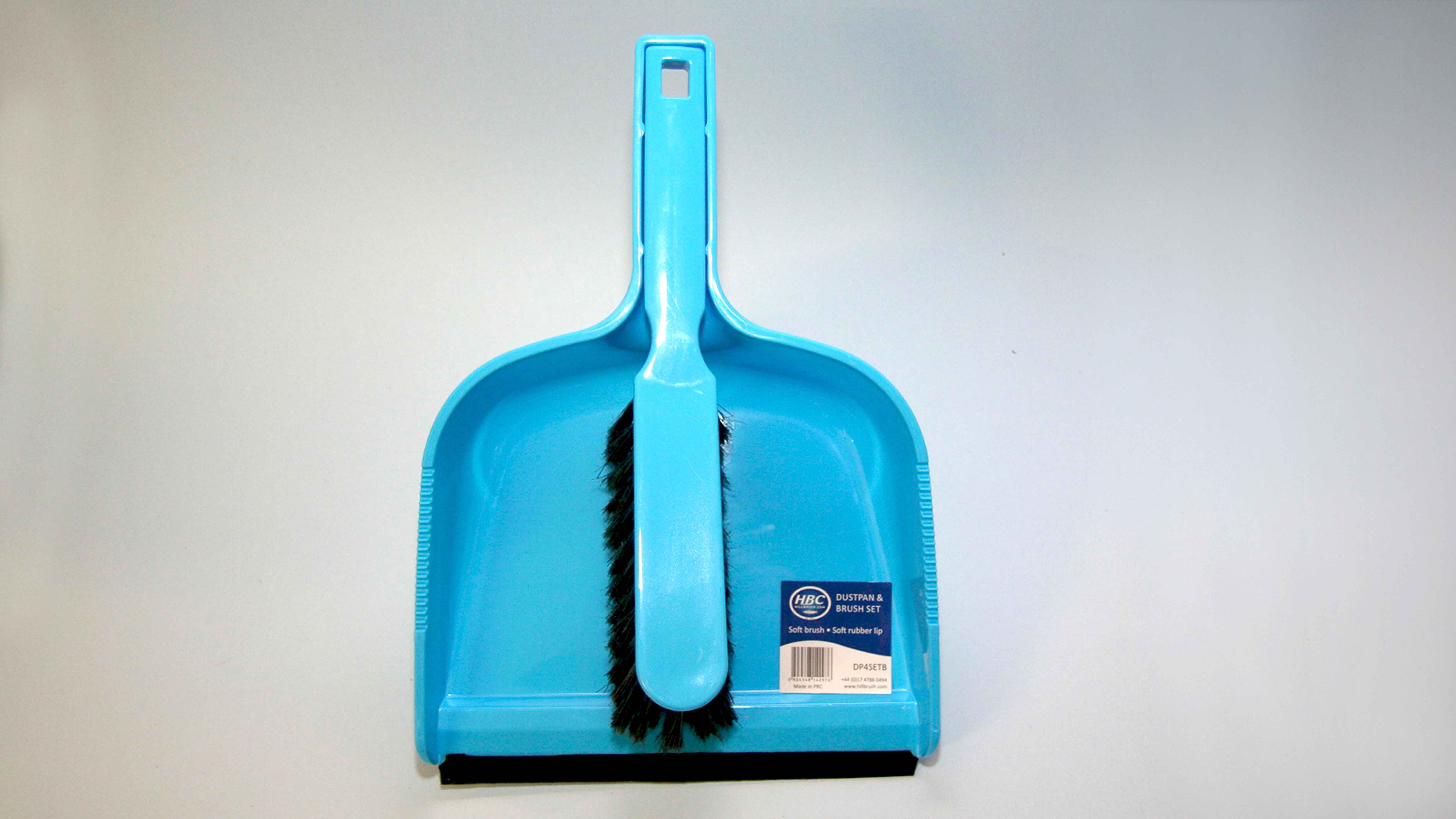 OPEN PLASTIC DUSTPAN AND BRUSH SET SOFT BLUE EA. 