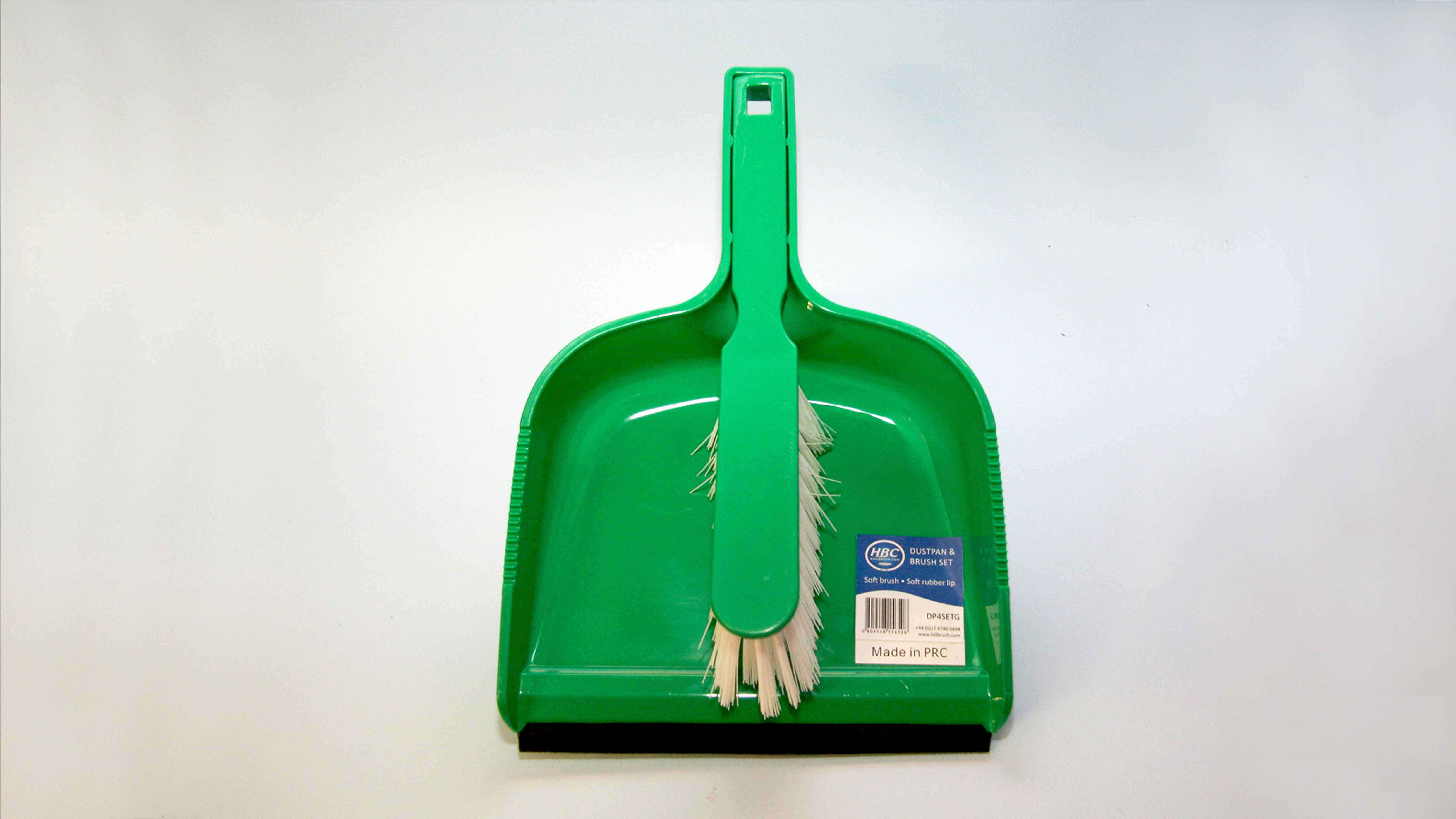 OPEN PLASTIC DUSTPAN AND BRUSH SET SOFT GREEN EA.   