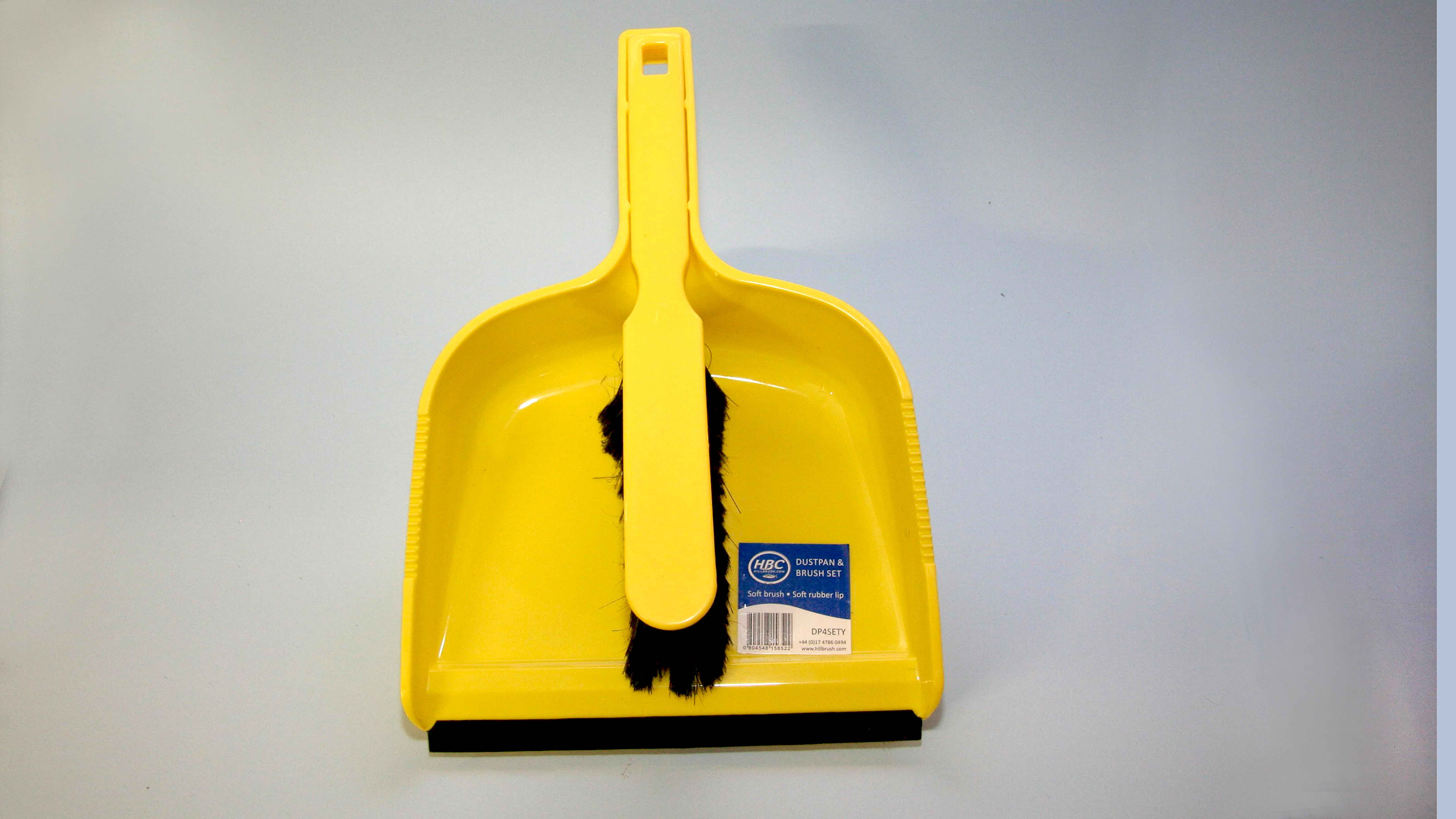 OPEN PLASTIC DUSTPAN AND BRUSH SET SOFT YELLOW EA. 