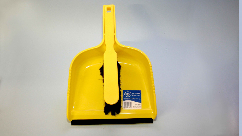 OPEN PLASTIC DUSTPAN AND BRUSH SET SOFT YELLOW EA. 