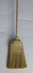 CORN BROOM WITH WOODEN HANDLE EA.                              